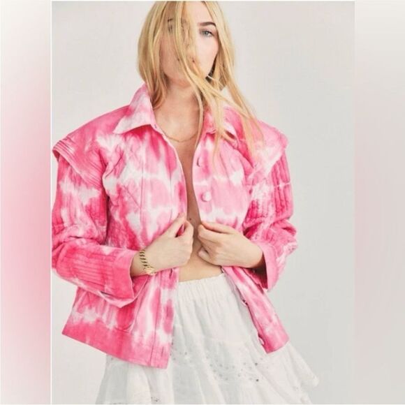 Loveshackfancy Pink Tie-Dye Quilted Jacket, M - Picture 2 of 13